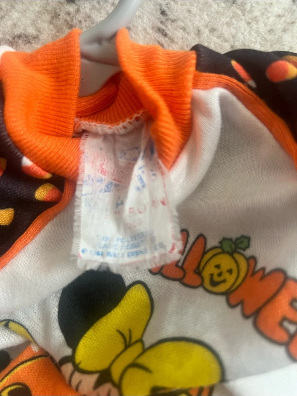 Vintage Disney Minnie Mouse Halloween Footie- White, Orange, Yellow, Black